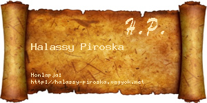 Halassy Piroska névjegykártya